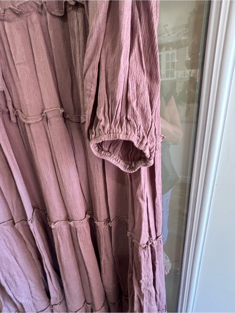 easel Dusty Mauve Tiered Long Sleeve Maxi Dress - Picture 2 of 3